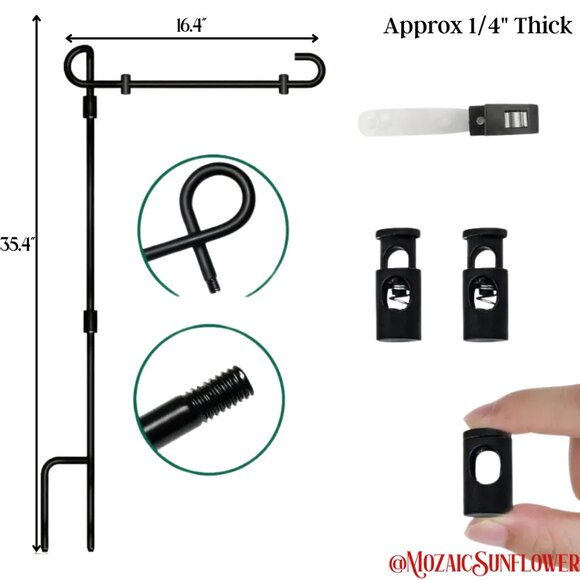 Garden Flag Stand & Flag SET 35" Rust Resistant Metal Free Wind Clips NWT - Picture 2 of 3